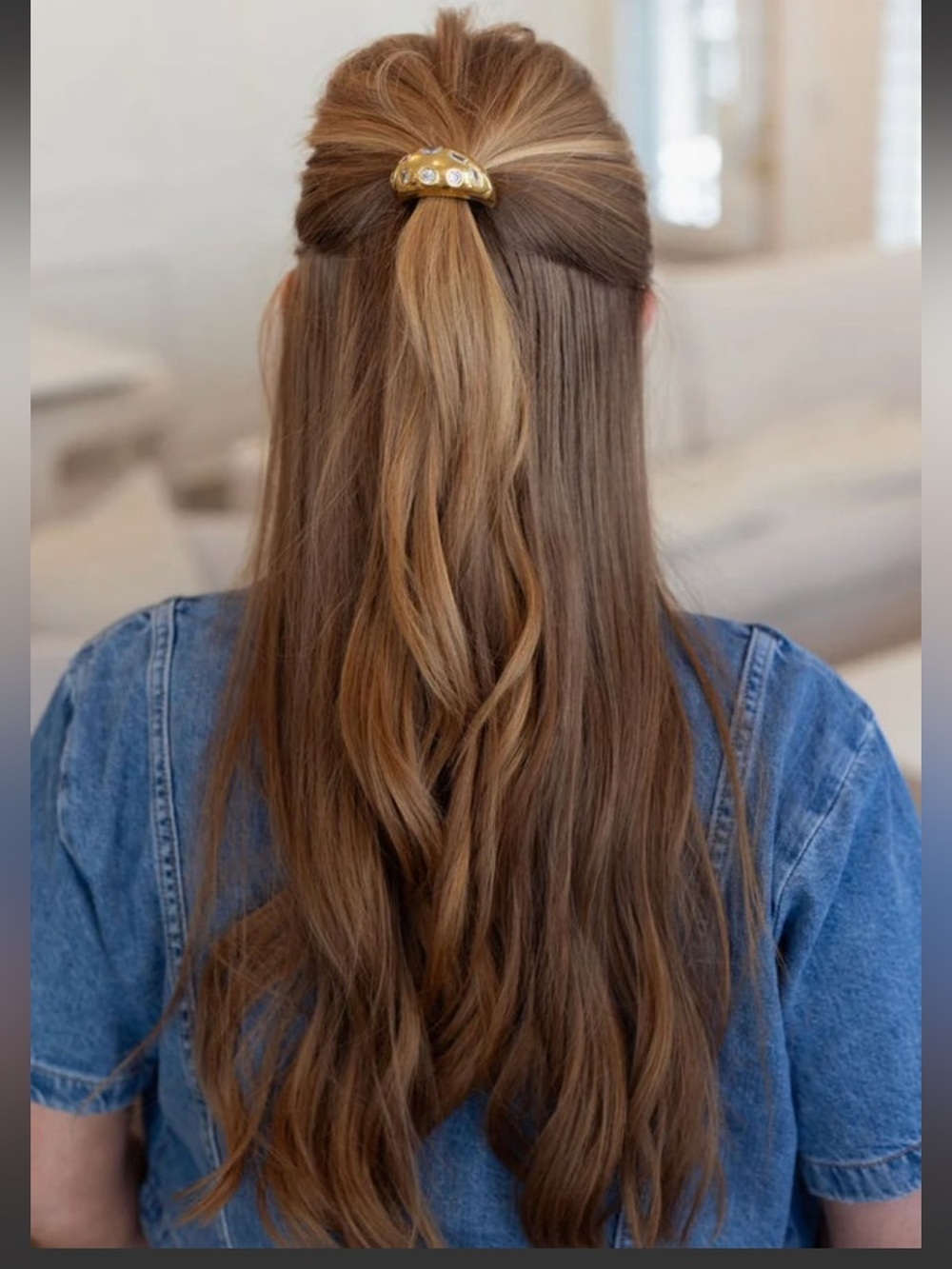 Gold Hair Tie with Gem Accent - Brand New
